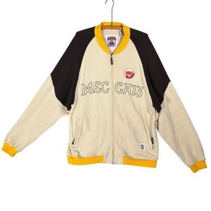 Mecca Mens Vintage Y2K‎ Colorblock Full Zip Track Jacket Cream Brown Yellow XL